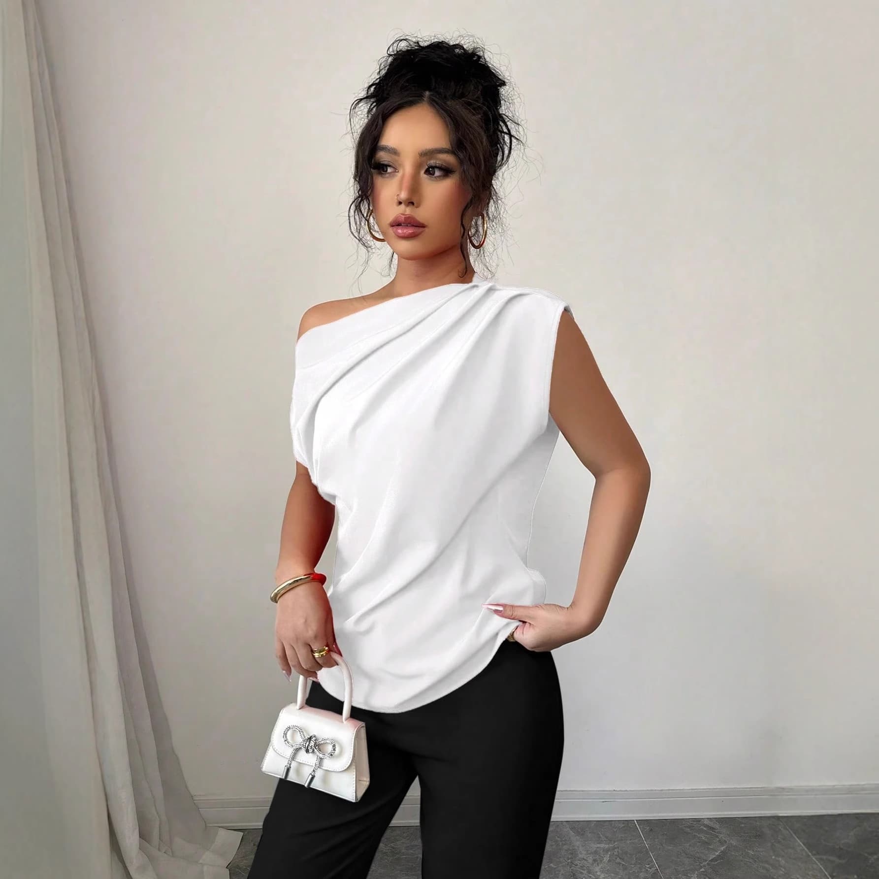AliExpress Amazon European and American Sexy Fashion Off-Shoulder Top Women's Clothing for Export