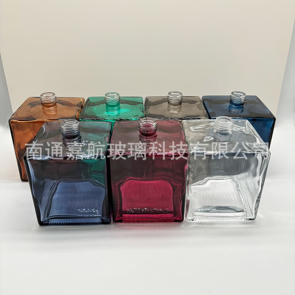 Wholesale 1L Colored Square Glass Empty Bottle for Flameless Aroma Diffuser, Refillable Fragrance Bottle, Indoor Refill Liquid Container