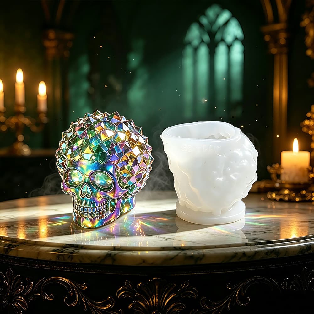 Gothic Faceted Skull Silicone Mold DIY Aromatherapy Candle Desktop Decoration Halloween Epoxy Mold