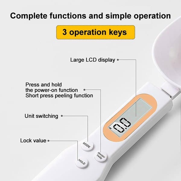 1 Set Color: Yellow-Green Contrast Color Material: Plastic Electronic Kitchen Scale Measuring Spoon with Lcd Display