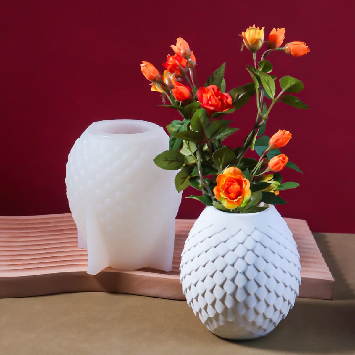 Zhongcheng Scale Vase Silicone Mold DIY Cement Plaster Concrete Home Decoration Ornament Mold Cross-border Hot Sale