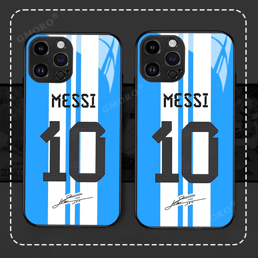 Star MESSI World Cup themed Apple 17 phone case high-transparency glass iPhone 16PM protective cover