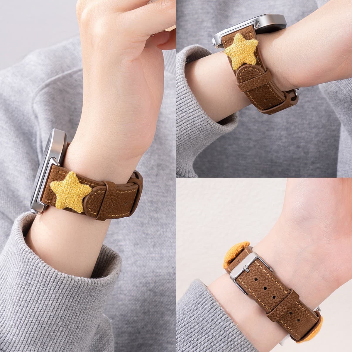 Suitable for Xiaomi bracelet 9Pro five-pointed star watch strap 8pro genuine leather boys and girls autumn redmiwatch65