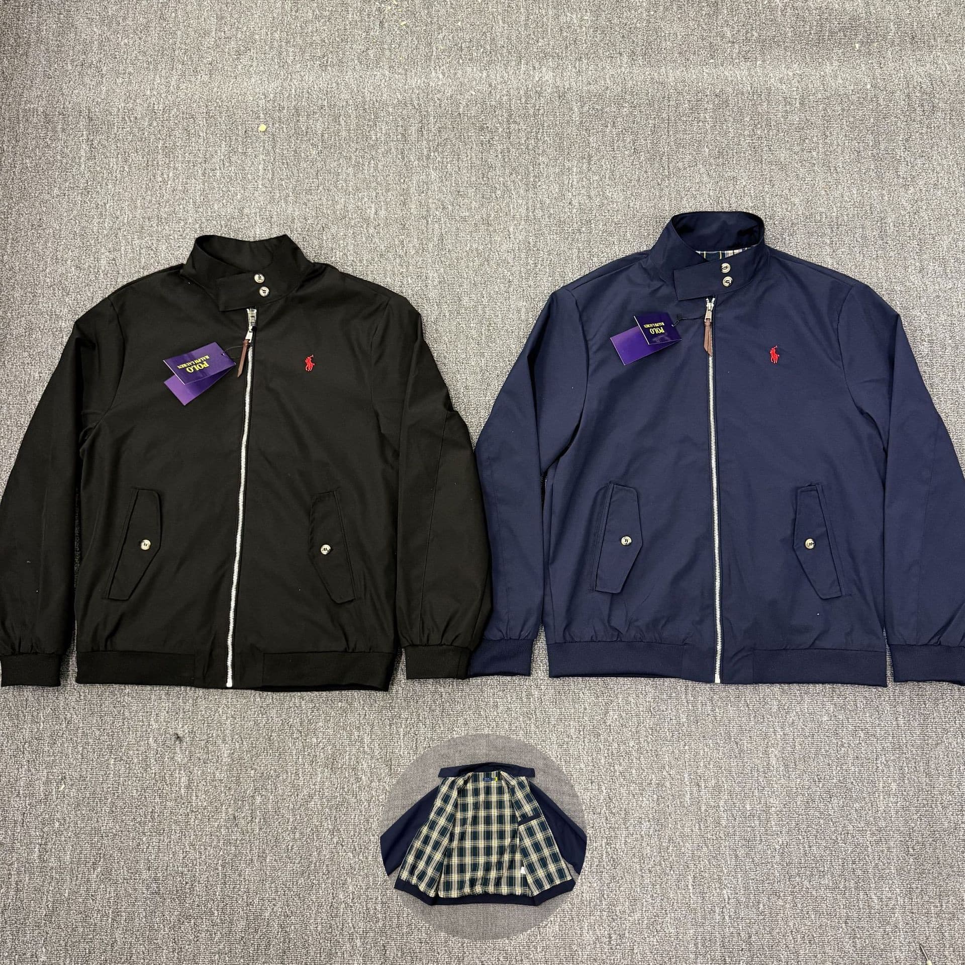RL counter same style 1/1 Raff stand collar color matching embroidery veteran executive jacket old money style jacket 1