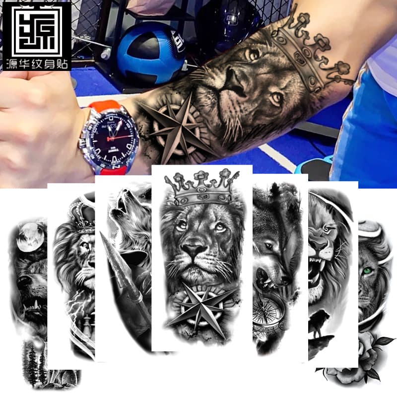 Small full arm waterproof tattoo sticker manufacturer spot wholesale symbol totem animal skull small arm tattoo sticker