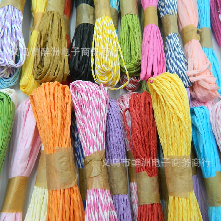 Handwoven Colored Paper Rope, 10m Double-Strand Single-Color Metallic Thread, Flower Gift Handbag Raffia Kraft Paper Cord