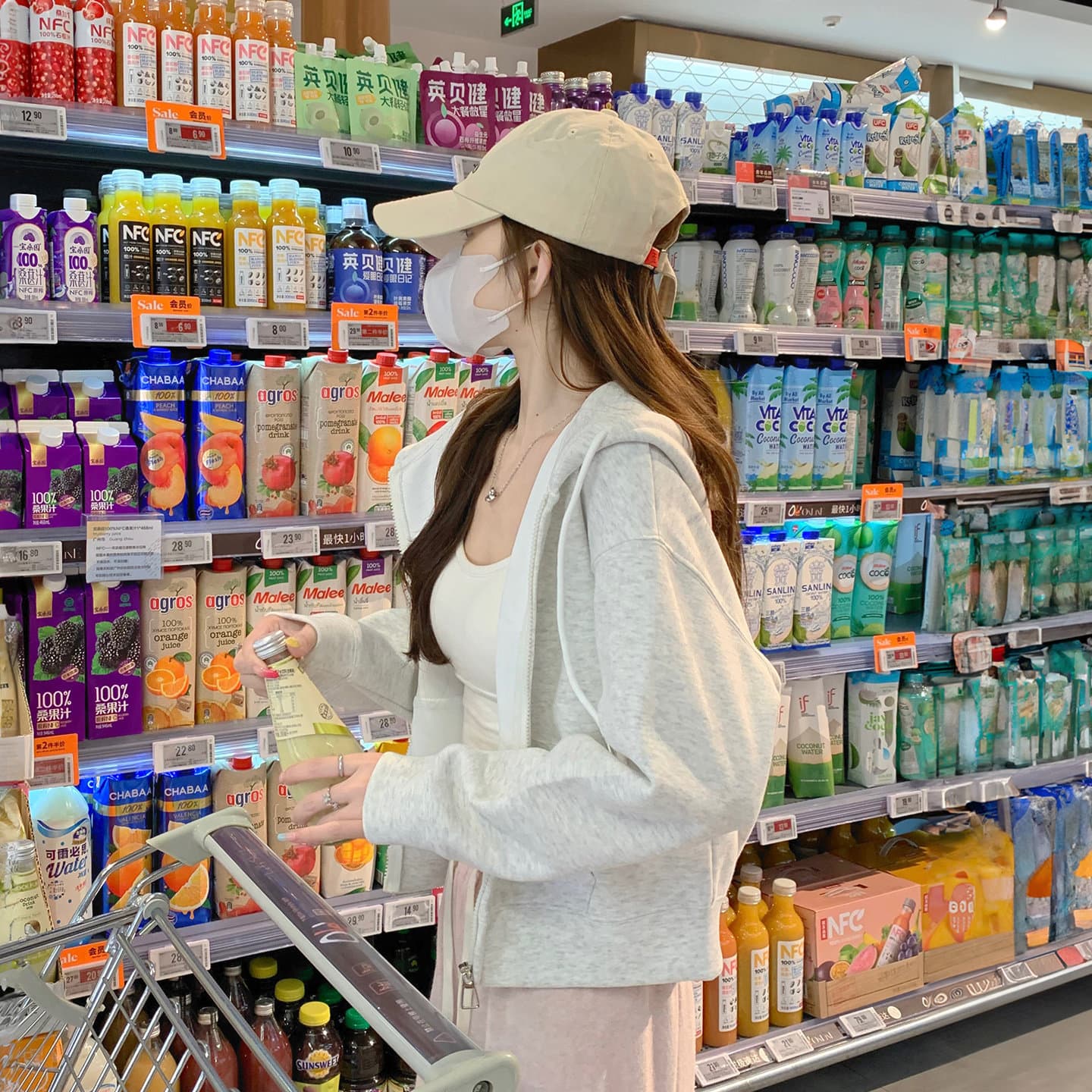 White Gray Coat Women's 2025 New Spring Autumn Winter Hooded Korean Style Outerwear Inner Layering Short Cardigan Sweatshirt