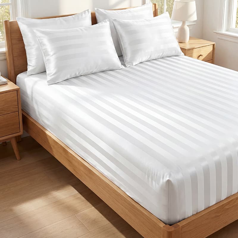 Cross-border foreign trade Amazon 3cm satin striped bed sheets and sets satin striped set sheets mattress protectors