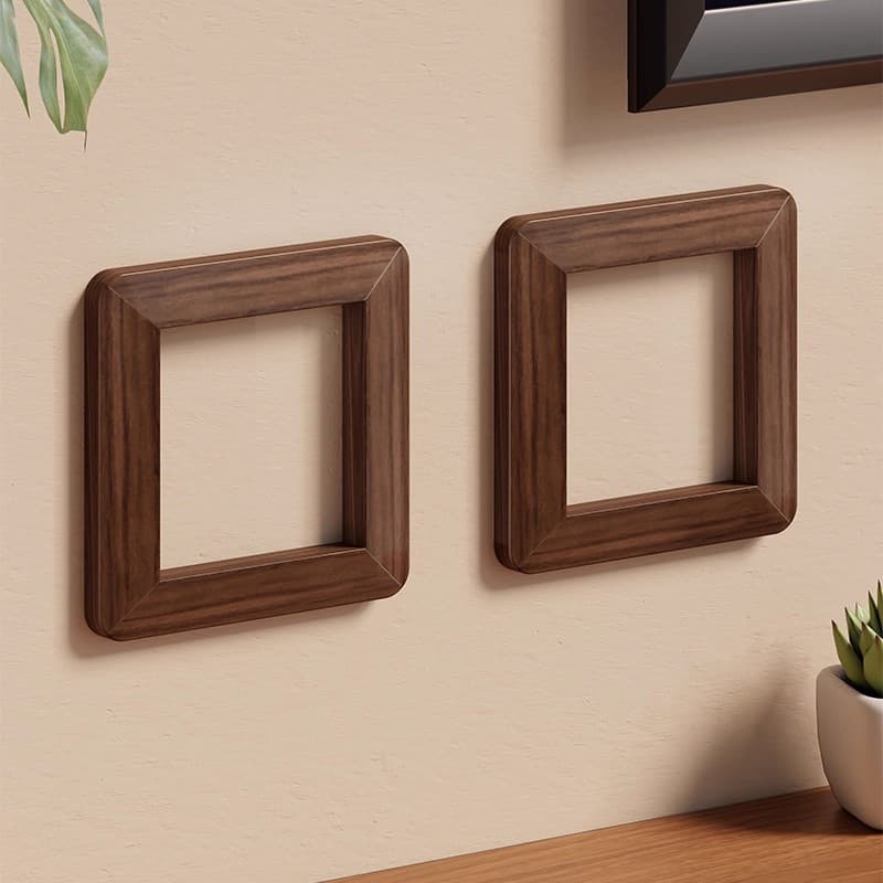 Solid Wood Switch Cover in Black Walnut, Power Socket Cover, New Chinese-style Wall Decoration Frame, Natural Wood Switch Sticker