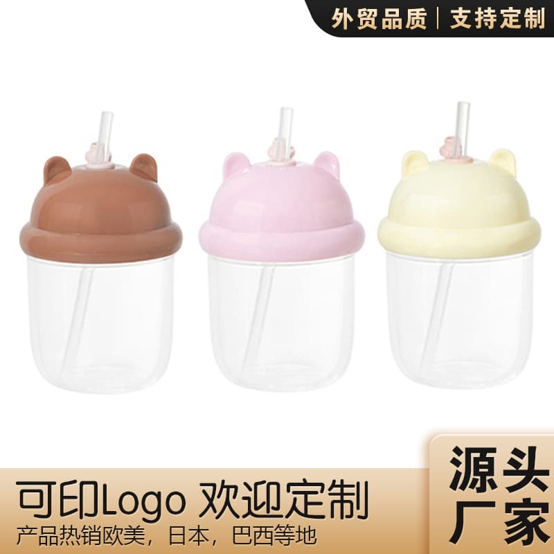Cross-border Plastic Water Cup with Lid and Straw, High-Temperature Resistant Cup for Students, Gift Wholesale Manufacturer