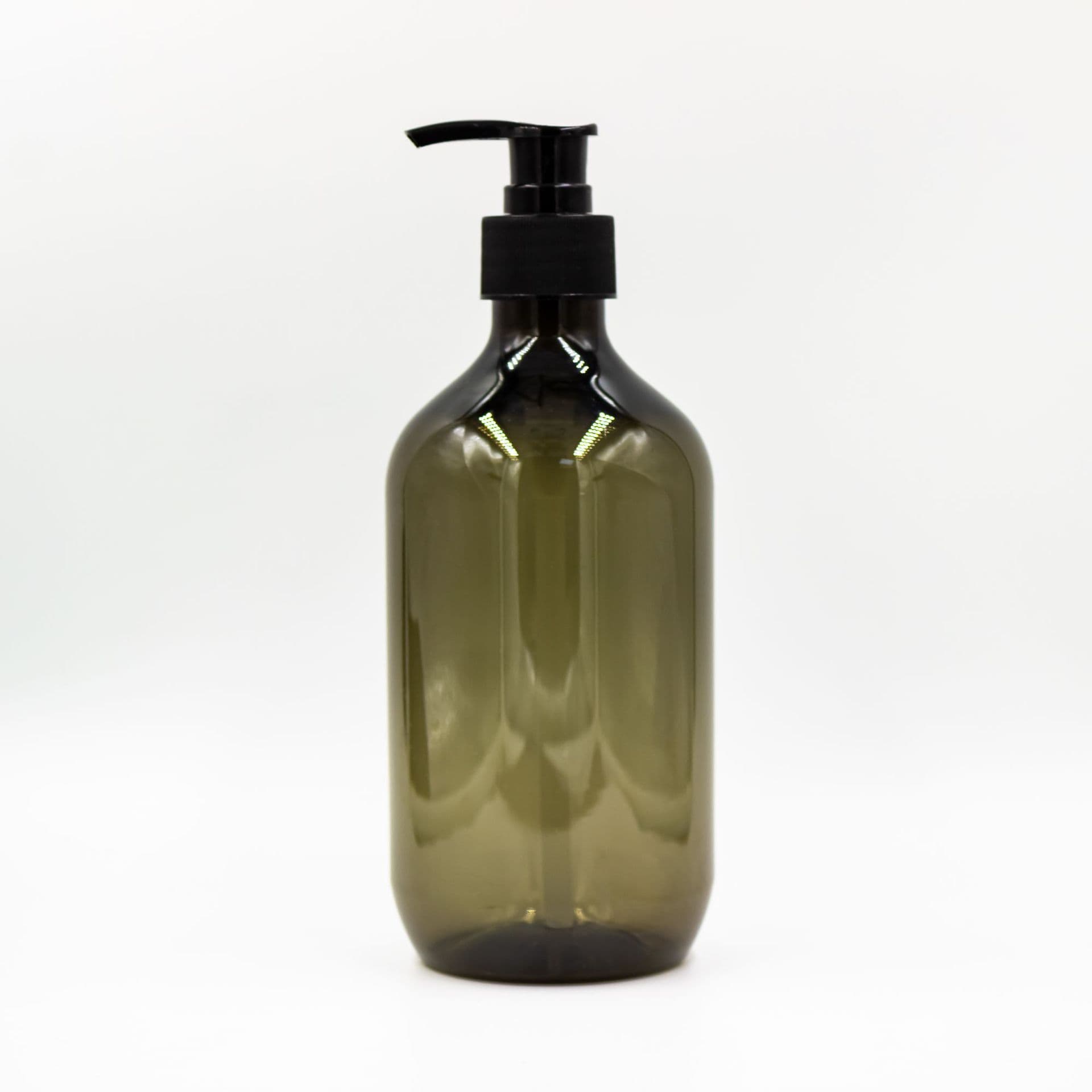 500ml PET Translucent Black Bottle with Pump for Shampoo and Body Wash, Boston Round Bottle, Round Shoulder Bottle, In Stock