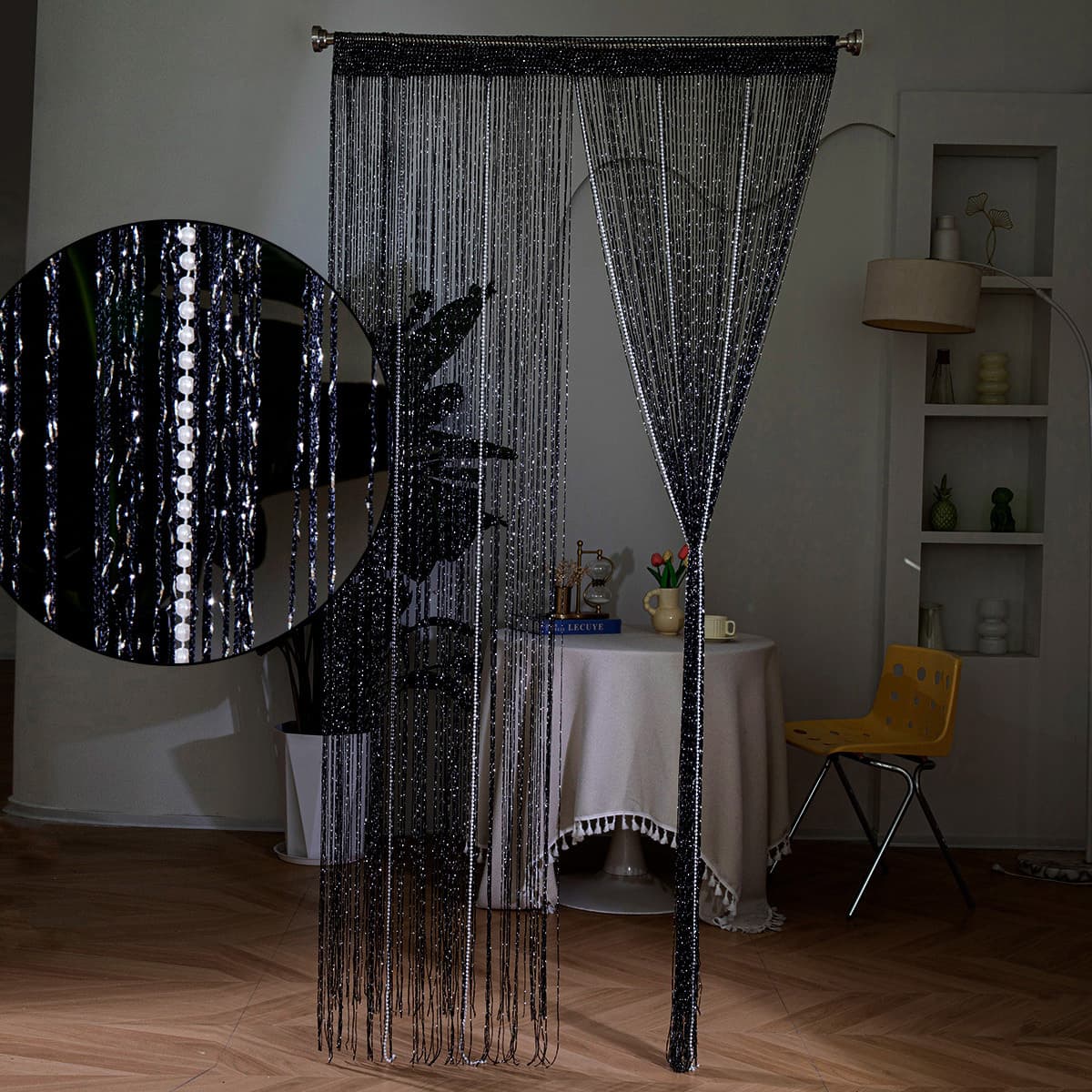 New Striped Faux Pearl String Curtain Door Curtain Hanging Curtain Living Room Partition Screen Decorative Tassel Curtain