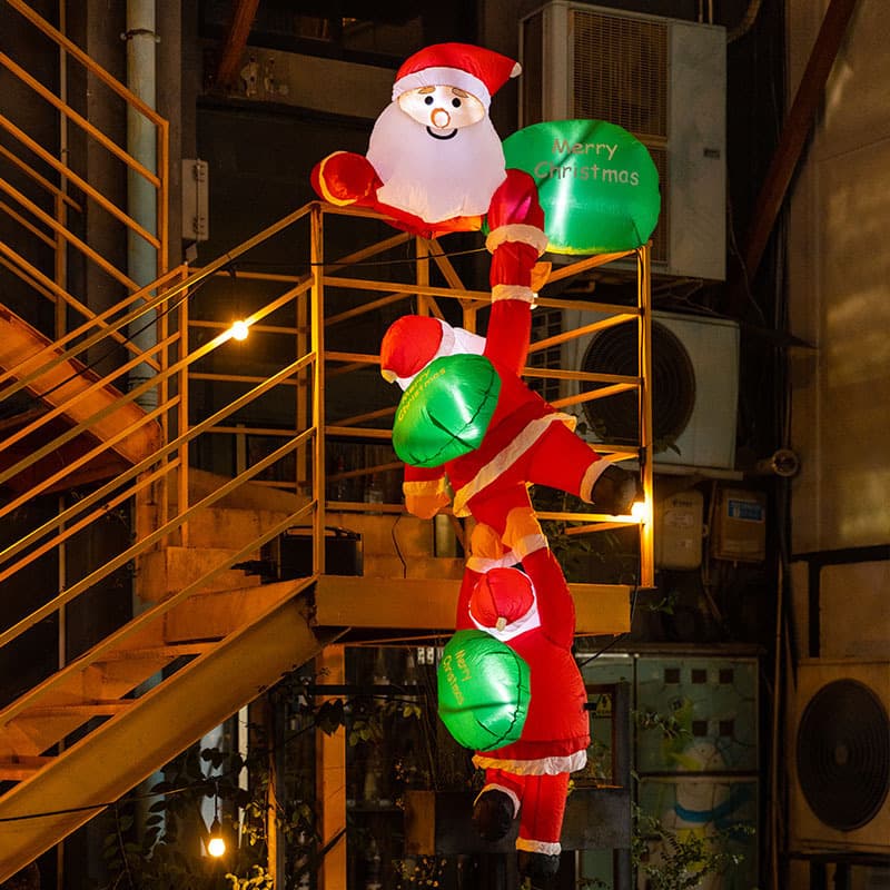 Christmas decoration inflatable electric air pump, Santa Claus air model climbing wall, large outdoor scene setup props