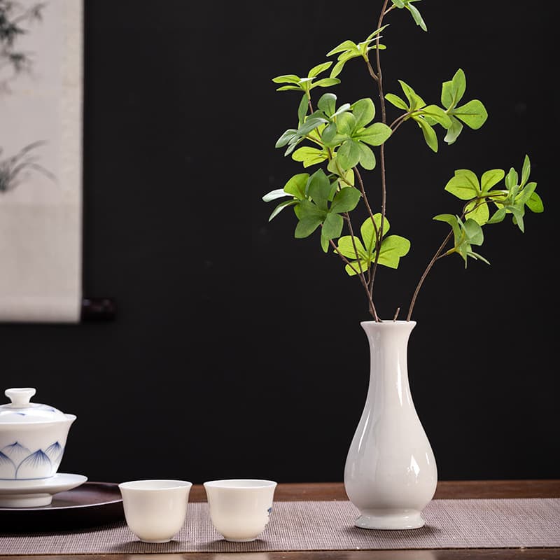 Guanyin Pure Vase White Porcelain Ceramic Flower Insert Small Vase Home Tea Ceremony Decoration Zen Buddhist Offering Vase