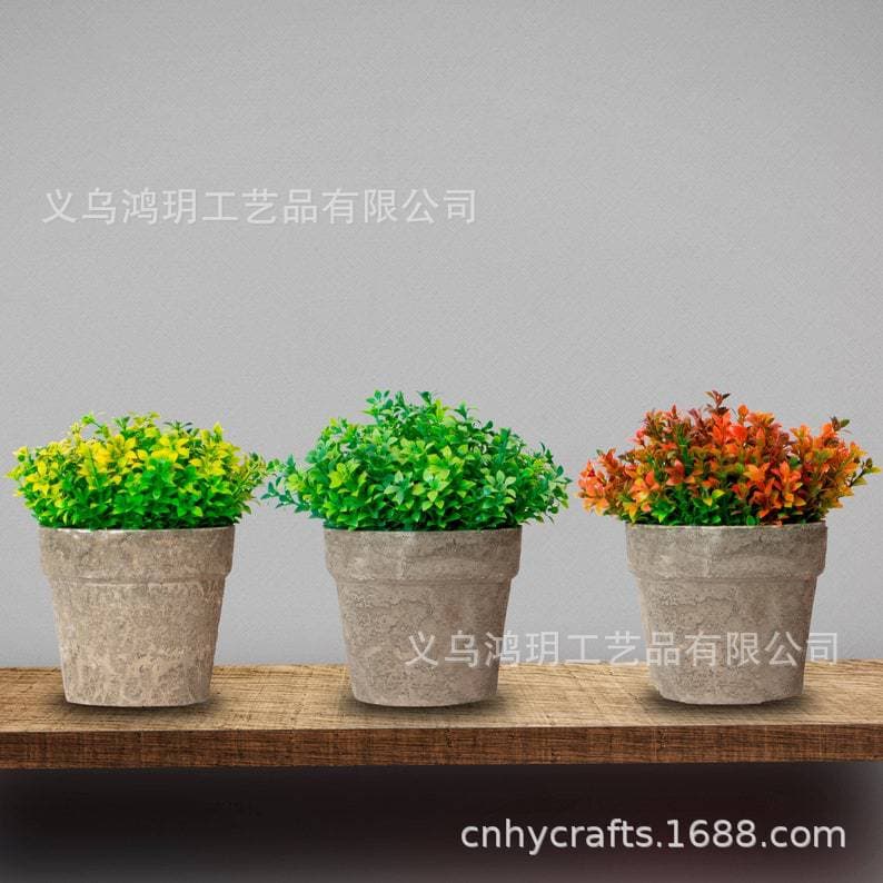 Rustic Home Decoration Bonsai Indoor Living Room Greenery Decoration Potted Plastic Artificial Fake Plants Factory Wholesale