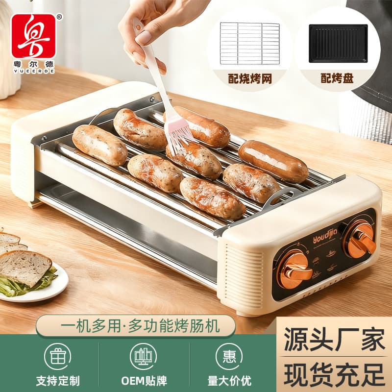 Factory direct multi-functional sausage grill, household and commercial outdoor camping electric barbecue.