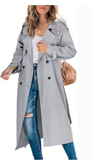 Women's Lapel Long Sleeved Trench Coat Jacket