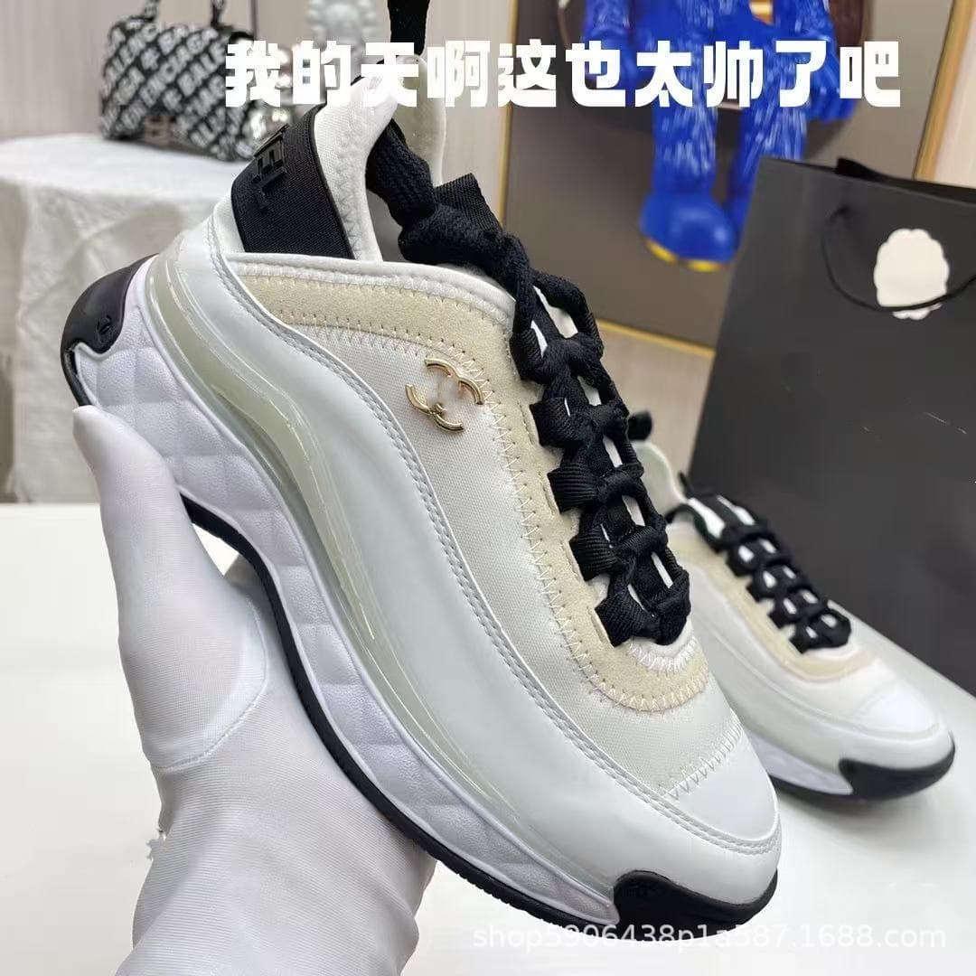 Chanel-Style Dad Shoes Women 2025 New Style Internet Celebrity Ins Trendy Versatile Thick Sole Casual Sports White Shoes Height Increase Women