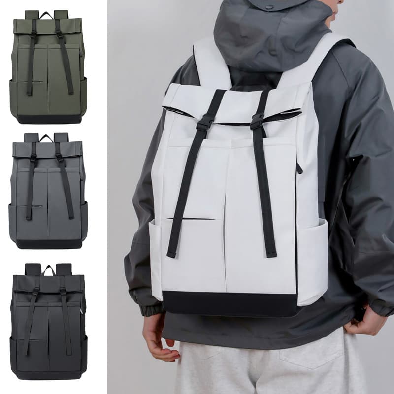 Leather Material Business Casual Multi-Functional Large Capacity Laptop Bag Fashion Student Backpack Waterproof and Wear-Resistant Travel Bag
