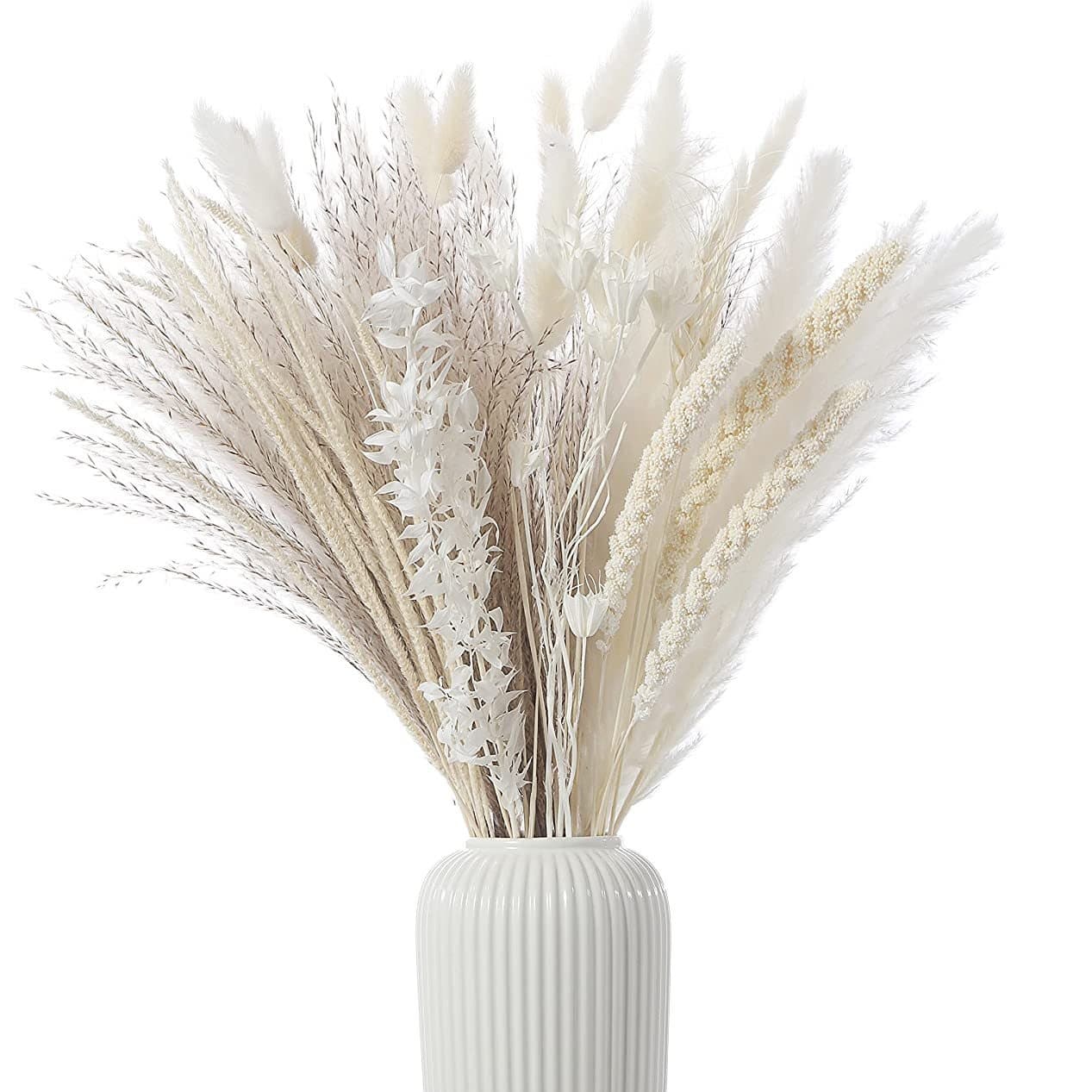 Yunnan Dried Flower Bouquet Rabbit Tail Grass, Dusting Broom Octagonal Flower, Lucky Leaf, Small Pampas Grass, Hot Selling Dried Flowers