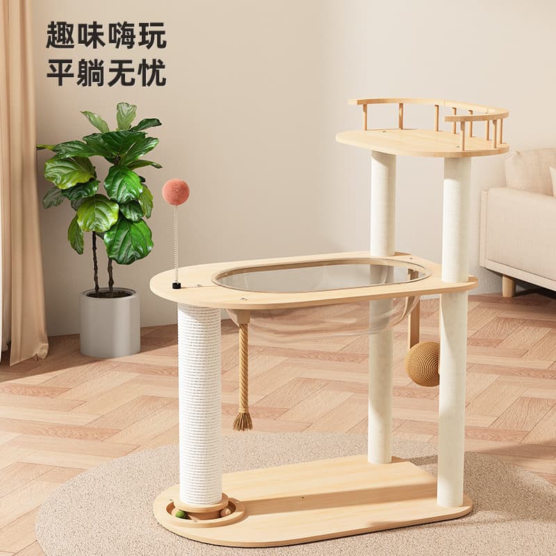 Space Capsule Cat Tree with Sisal Scratching Post, Cat Bed, Cat Jump Platform, Sisal Pad, Cat Scratch Board, Cat Toy, Drop Shipping