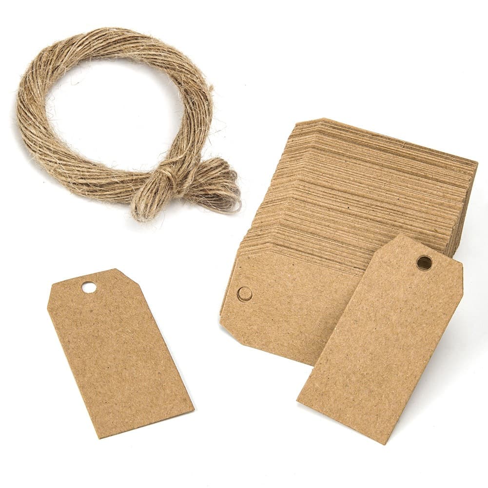 Kraft Paper Gift Tags Blank Gift Tags Hanging Tags with 20 Meters Jute Twine Rope Tags Price Tags