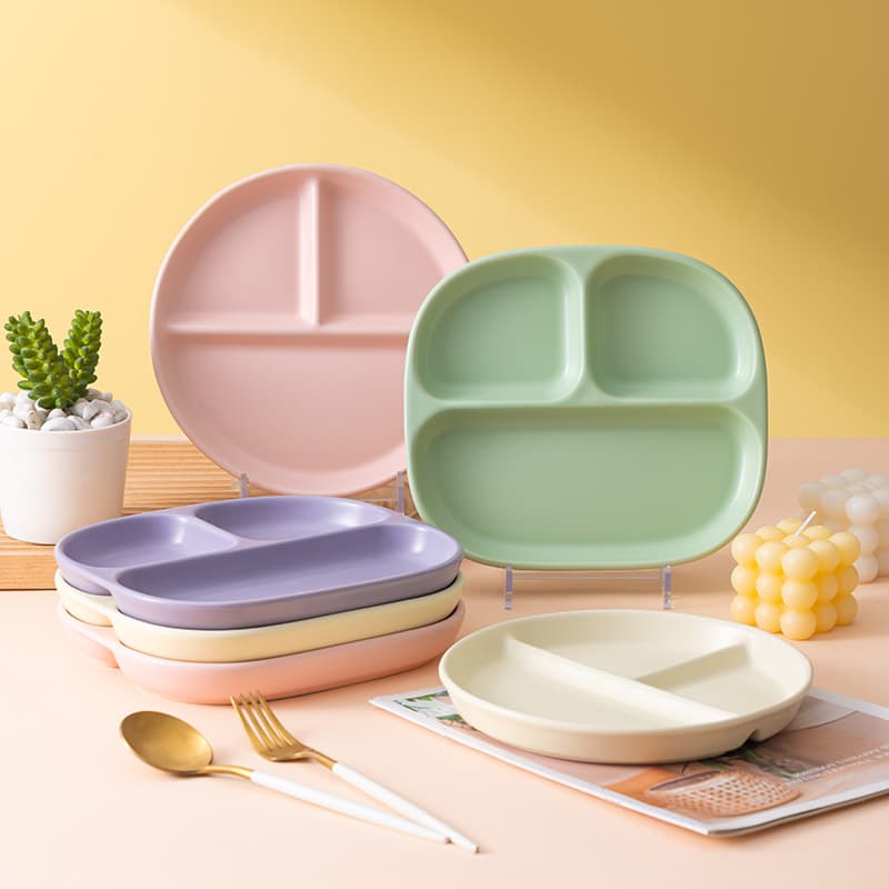 Ceramic Plate Cartoon Weight Loss Plate Dielectric Plate Household Three-Compartment Plate Breakfast Plate Tableware Gift Set