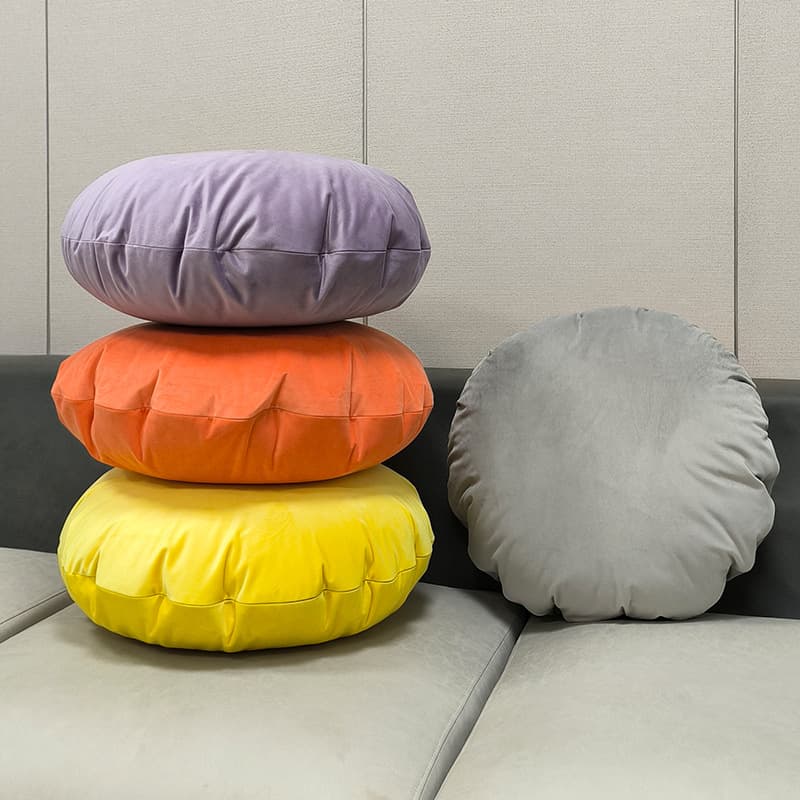 Modern Minimalist Round Pillow Japanese Drum Office Living Room Sofa Bed Head Pad Velvet Material without Core Inner Case