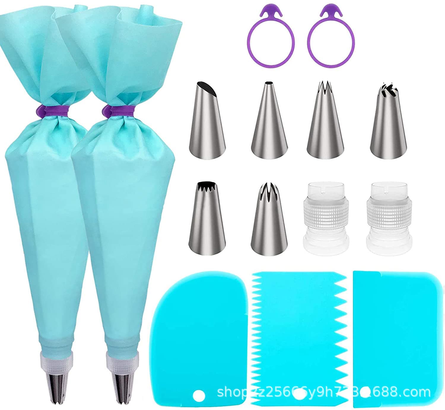 15p Baking Tools Cake Decorating Nozzle Piping Bag Baking Tool Set for Cream Cake Cookies