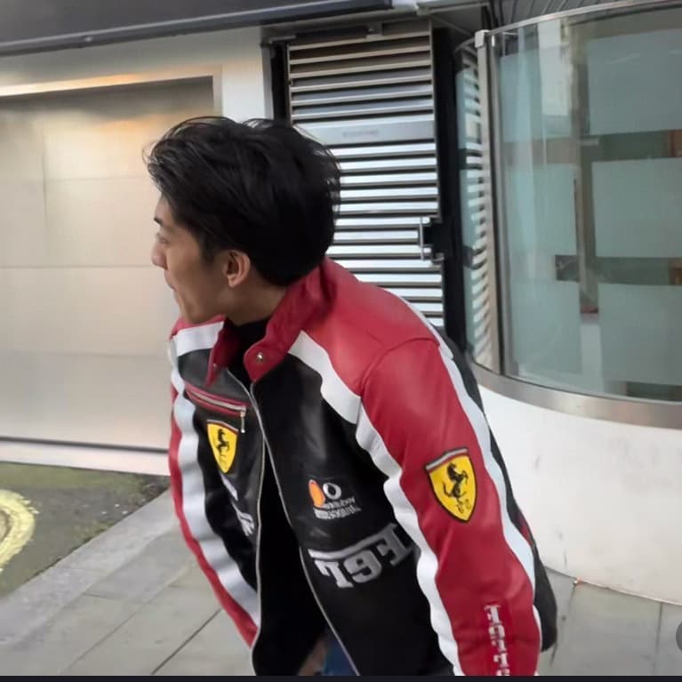 New Autumn/Winter Ferrari Leather Jacket Harley Motorcycle Riding Jacket Cotton-Padded Embroidered Trendy Cool Coat Cross-Border Hot Sale