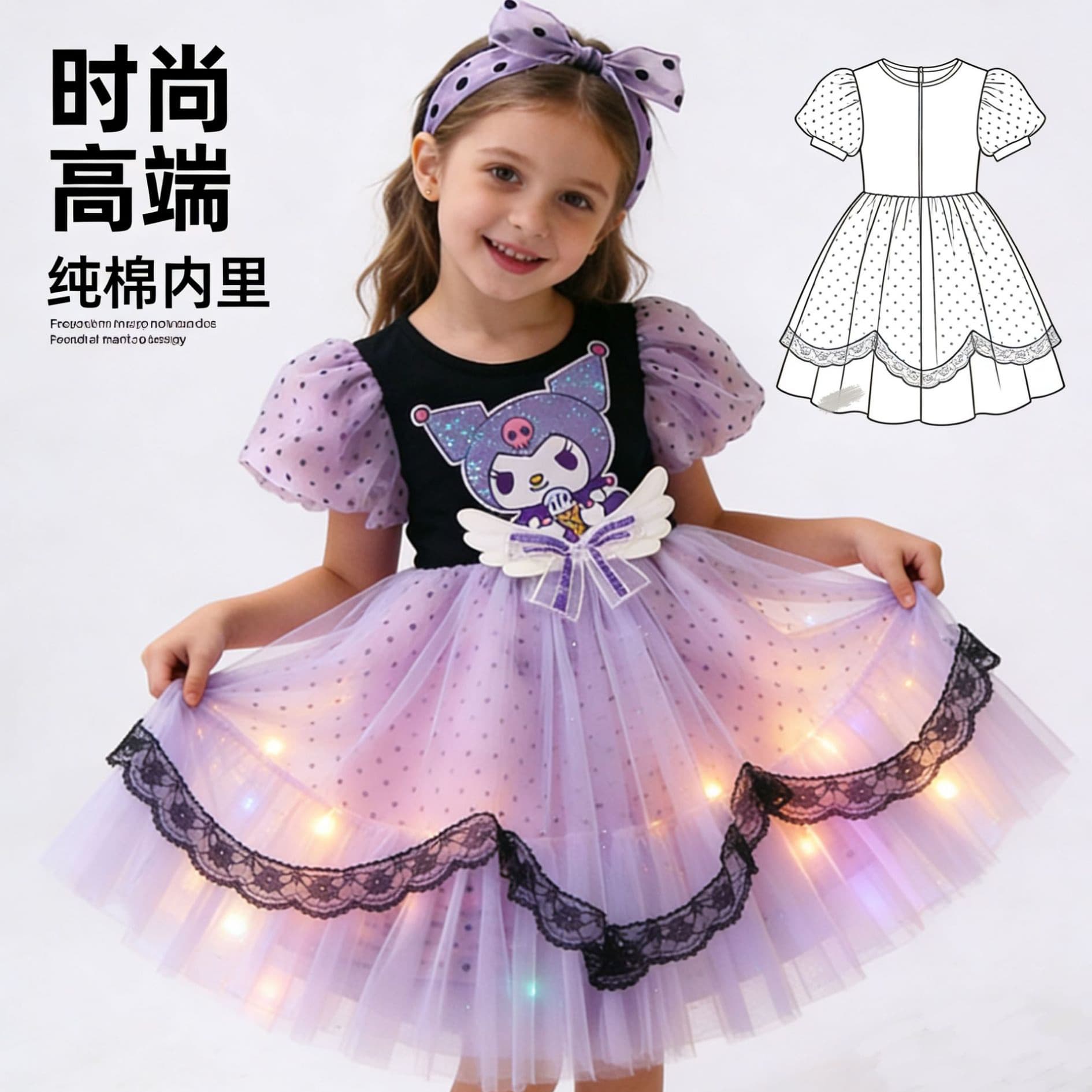 Girls' Summer Princess Skirt Birthday Dress Children's Lolita Puffy Dress Cotton Modal Fabric Kids' Clothing Birthday Gift