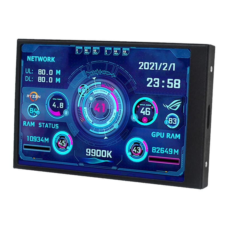 3.5-inch PC Secondary Monitor IPS Full View Built-in Screen PC Status Monitoring Sub Display for Computer Case