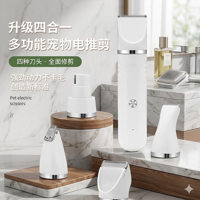 Pet Hair Clipper Multi-Function 4-in-1 Cat Dog Universal Quiet Toe Hair Trimmer Scissors Electric Clipper Cross-Border