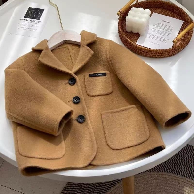 Suit boys and girls autumn and winter short cotton tweed coat casual anti-wrinkle retro sports top coat trendy