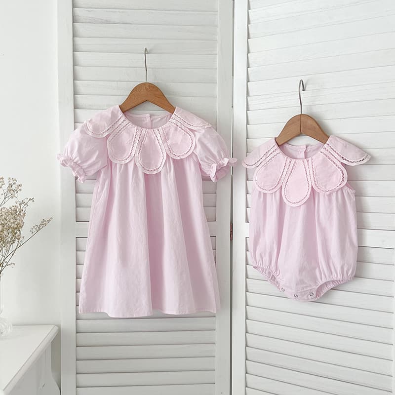 Girls Dress Children Clothing Baby Bodysuit Princess Dress Baby Birthday Gown Kids Sibling Outfit Summer