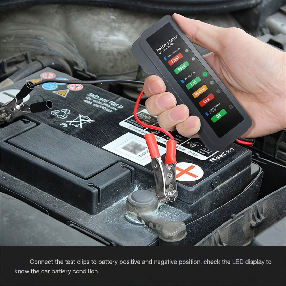 CarBatteryTester 12V Portable Car Battery Tester for Motorcycles
