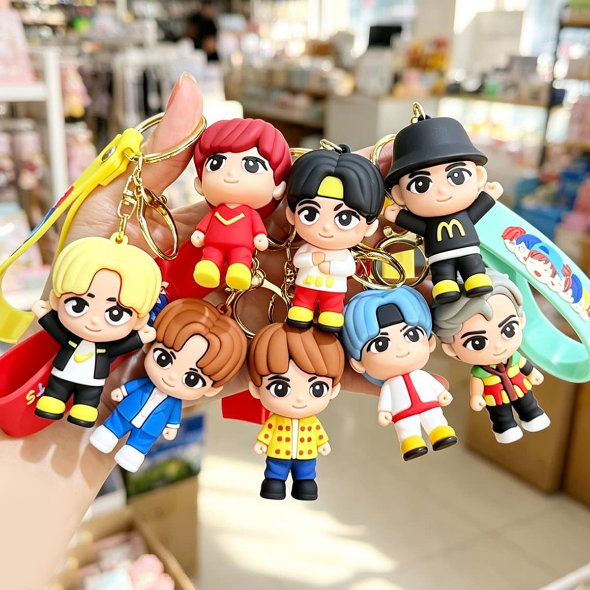 BTS keychain cartoon star soft plastic doll pendant fan support peripheral gifts wholesale