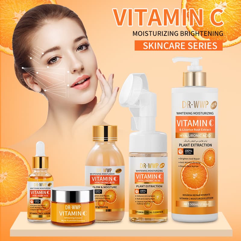 Wwp Foreign Trade Vitamin C Skin Care Product Set Moisturizing Cream Whitening Cross-Border Vc Essence Lotion