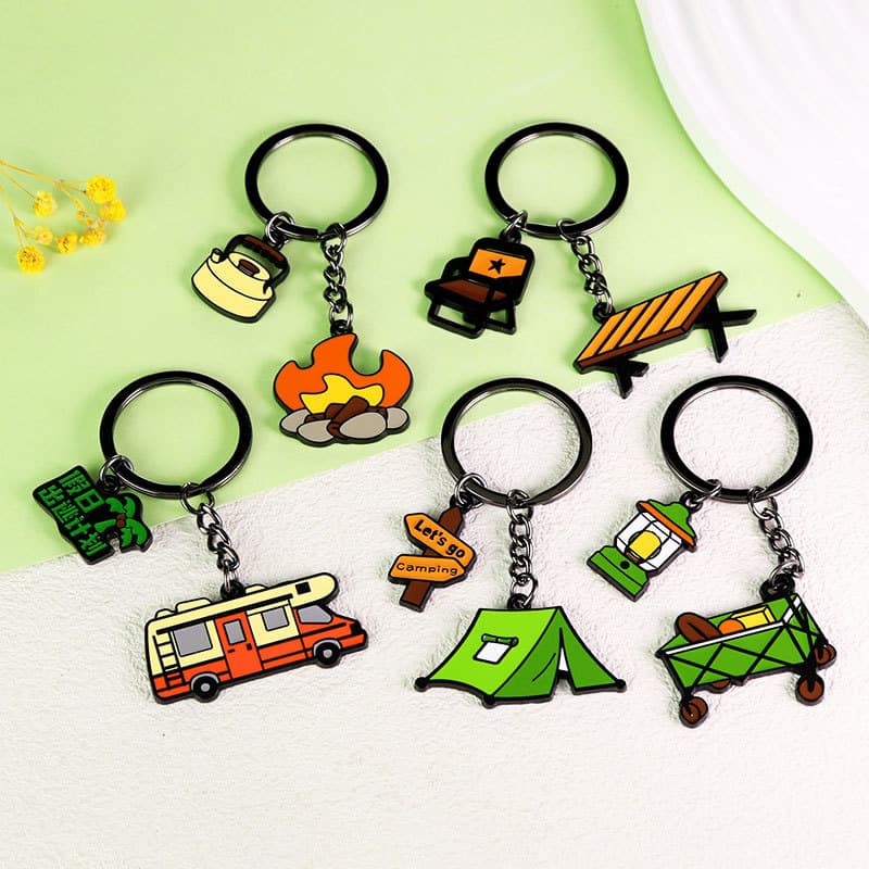 Camping Gear Metal Mini Pendant Tent RV Outdoor Equipment Keychain Ornament Custom Camping Small Gift