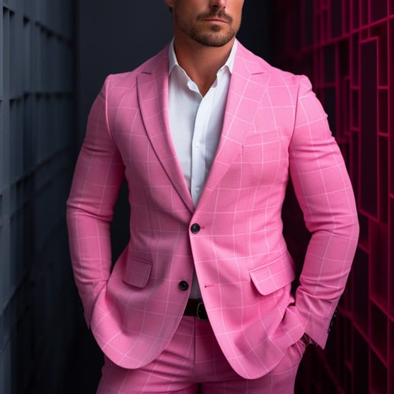 2025 Foreign Trade Men's Clothing Spring Top Commute Casual Print Double-Button Suit Jacket Men's Large Size Suit Customization
