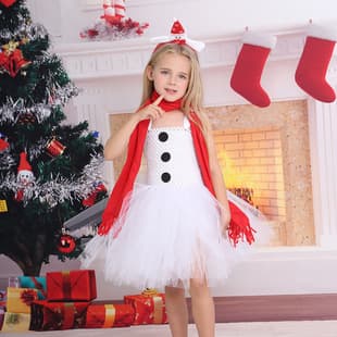 Christmas Children Costume Frozen Olaf Princess Dress Girls Snowman Costume Tutu Holiday Performance