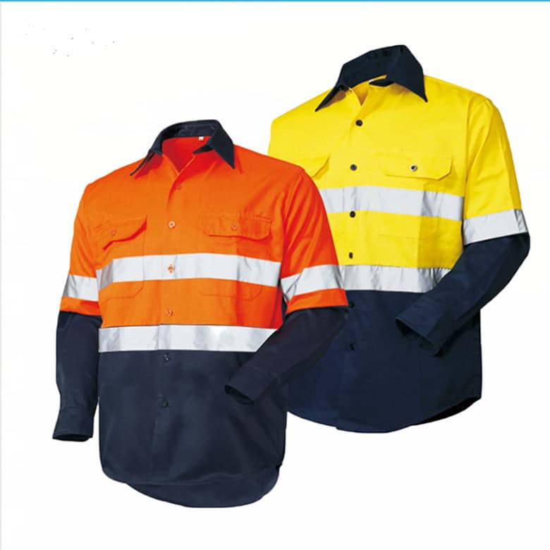 Pure Cotton Anti-Static Reflective Shirt Workwear Men's Long Sleeve Road Mining Uniform Underground Construction Wear-Resistant Safety Clothing