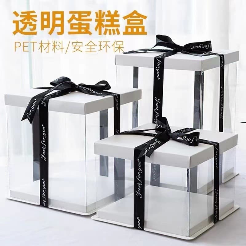 Factory Direct PET Food-Grade Cake Box Fully Transparent Tall 6-Inch 8-Inch 10-Inch 12-Inch Cake Box Wrap