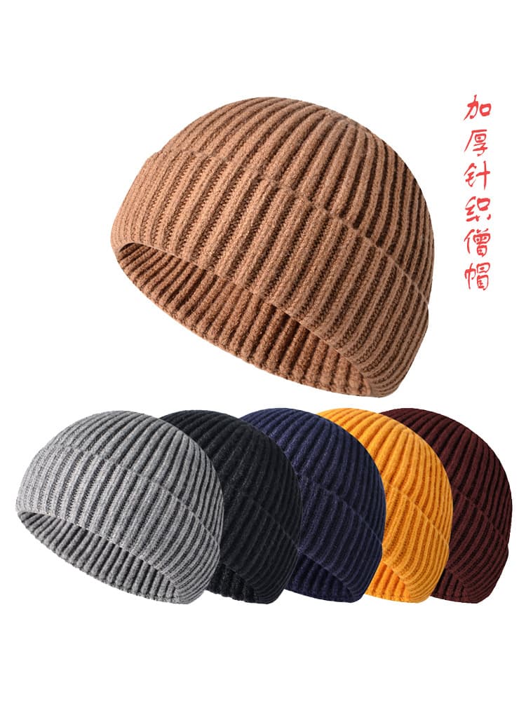 Meditation Supplies Buddhist Tools Monk Robe and Cotton Shoes, Meditation Hat, Cloak, Winter Scarf, Thick Knitted Monk Hat for Men and Women
