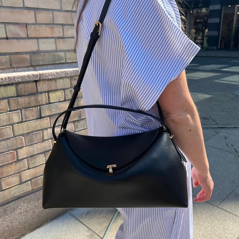 Women's Autumn and Winter Pillow Bag New Bark Brown T-Lock Texture Leather Clutch Shoulder Leather Bag Cross-Border