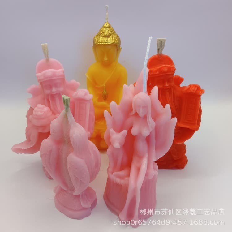 Mixed batch of handmade candles: pharmacist, fox fairy, god of wealth, fate bird candles, large quantity at favorable price