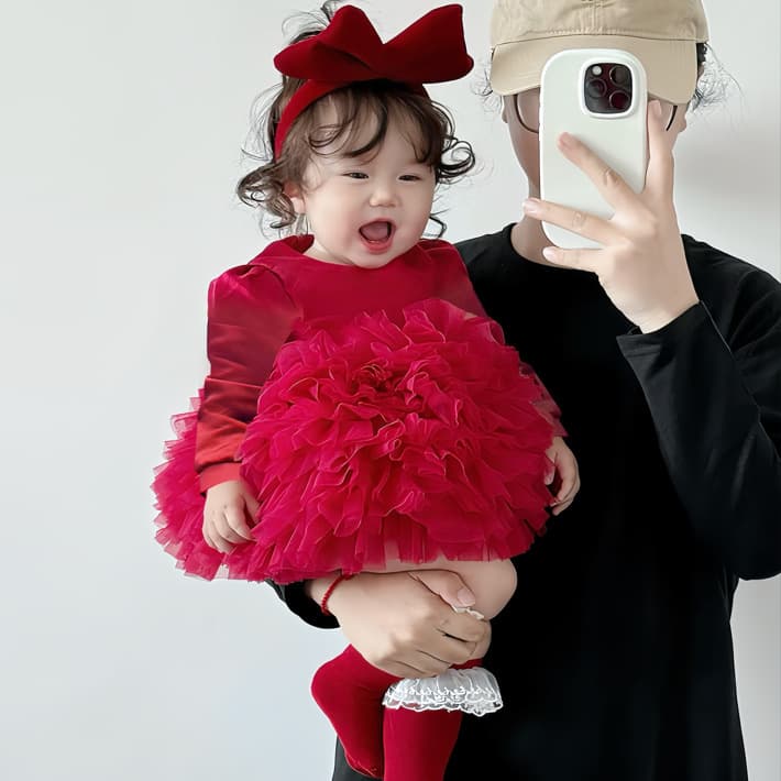 Girl's First Birthday Princess Dress, Cute Birthday Gown for Baby, Tulle Dress for Walk Show and Flower Girl