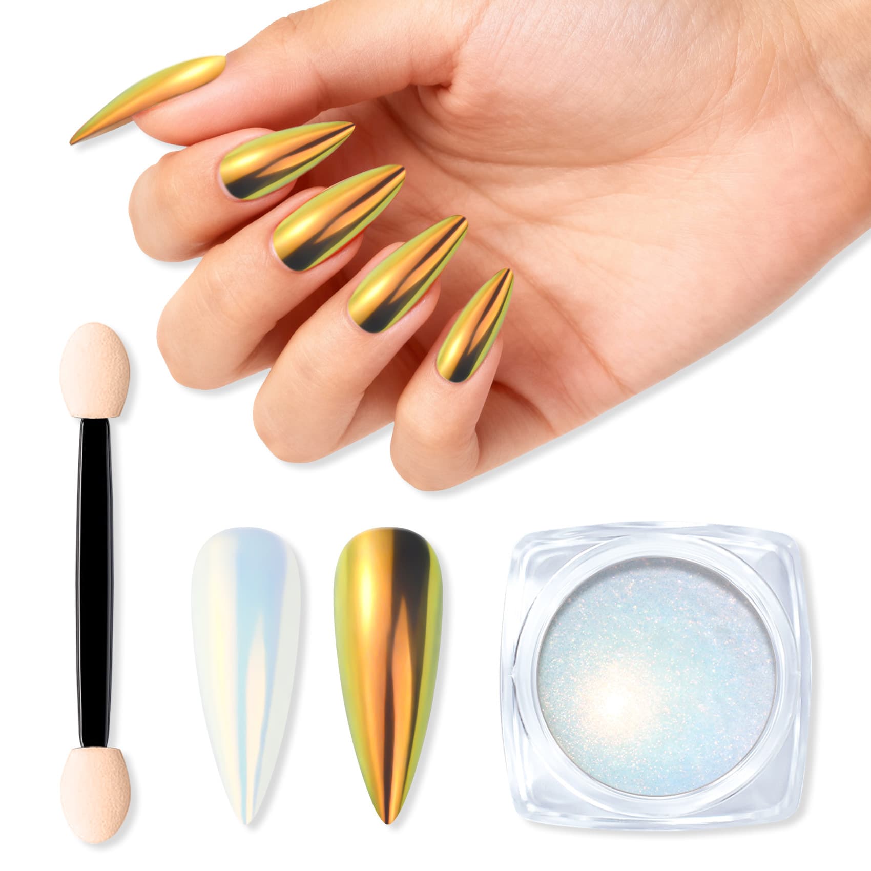 Pearlescent Nail Powder Aurora Powder Fairy Mirror Powder Decorative Transparent Color Super Fairy Ice Skin Tone Mixing Powder Nail Art Accessories