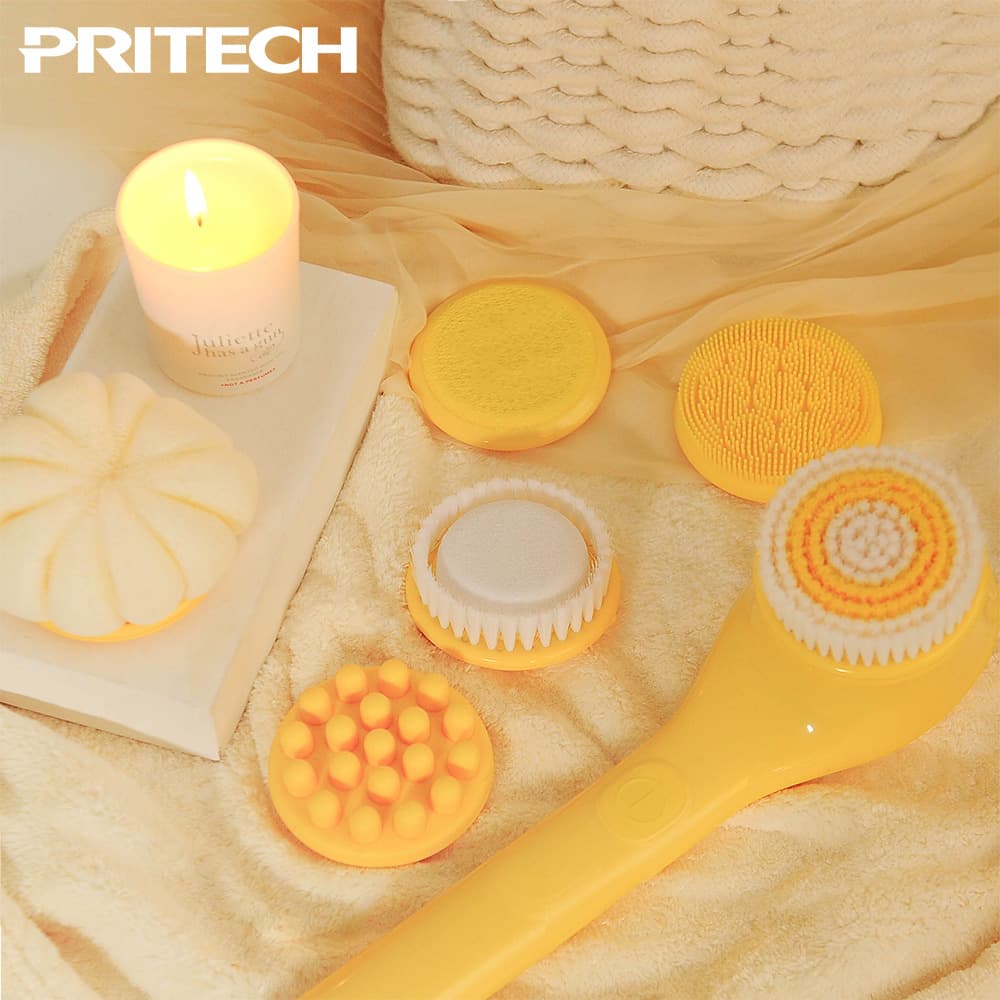 Pritech Smart Electric Body Scrubber, Long Handle, Waterproof, New Model, Powerful Exfoliating Brush