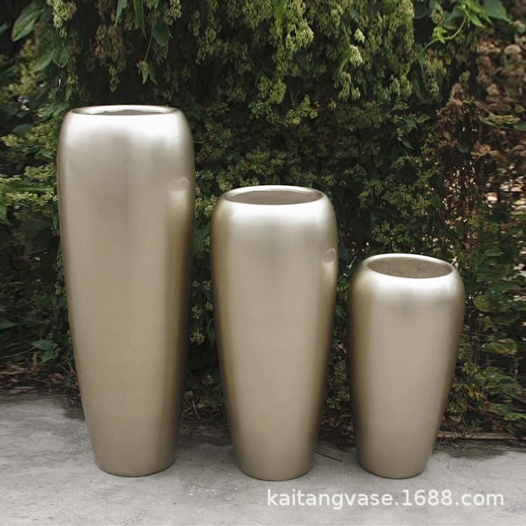 Modern floor-standing glass fiber reinforced plastic decorative large vase simulated green plant flower vat company home model room floral ornaments